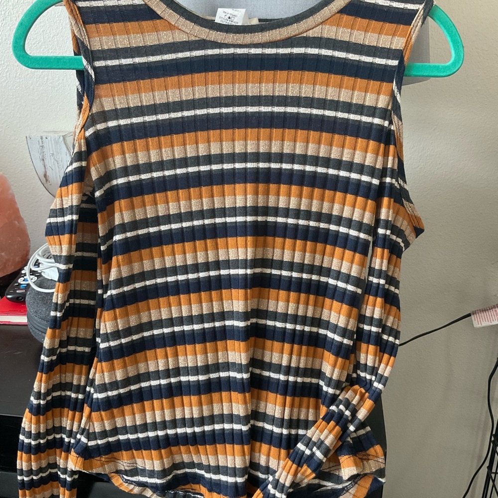 Striped Long sleeve, Ribbed, open shoulder